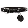 Hunter Solid Education - Collare per Cani in Pelle, Morbido, Antiscivolo, 60 l, Colore: Nero