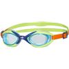 Zoggs Sonic Air Junior - Occhialini da Nuoto Unisex con Protezione UV e Anti-Appannamento, Occhialini da Nuoto, Blue/Green/Orange, 6-14 Anni