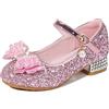 YOSICIL Principessa Scarpe con Tacco da Bambine e Ragazze con Fiocchi Scarpe da Principessa con Paillettes Ragazza Ballerine Glitterate Scarpe Eleganti Partito e Carnevale,Rosa,23