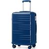 British Traveller Valigia Trolley Rigida Bagaglio a Mano da Viaggio ABS+PC Leggero con TSA Lucchetto (74,5cm,Blu)
