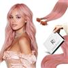 RUNATURE Extension Cheratina Capelli Veri Rosa 45cm Exstescion Capelli Hot Fusione 25 Ciocche 25g #Pink