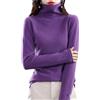 Vsadsau 100% Lana Lavorato A Maglia Donne Pullover Maglioni Manica Lunga Dolcevita Maglione Solido Kintted Jumper Tops, Blu, XL