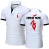 HARLSO T-Shirt Polo Moda Uomo per Linkin Park T-Shirt da Golf Traspirante Sport Quick Dry Manica Corta Polo da Lavoro Casual T-Shirt da Tennis Estiva per Adolescenti,White-3XL