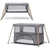 kk KinderKraft Lettino Campeggio 2in1 MOVI, Culla da Viaggio, Box bambini, Pieghevole, Ingresso aggiuntivo, con Materassino, Borsa Trasporto, Grigio Legno