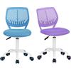 Homy Casa Set di 2 sedie da scrivania girevoli regolabili in tessuto sedia da ufficio ergonomiche senza braccioli, blu e viola