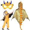 Landifor 2pz Costume da Mantello da Dinosauro Mantello Dinosauro Bambino Dinosauri per Bambini Mantello con Maschera Cosplay Drago Nero-per Bambini Festa Idea Regalo Carnevale Travestimento (Oro)