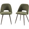 BAÏTA Elisabeth - Set di 2 sedie in tessuto verde con gambe effetto quercia