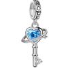 GNOCE Blue Planet Portachiavi Charm 925 Sterling Silver Ciondola Pendenti e Ciondoli Adatto Bracciali/Collane Gioielli Regalo per Le Donne Ragazze Figlia