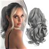 Dcbaboo Coda Capelli Extension con Pinza Posticci per Capelli Ricci 30cm Extension Coda Finta Corta Coda di Cavallo Capelli Mossi Ponytail Sintetici Naturali Ondulati, Grigio scuro