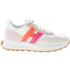 HOGAN scarpe donna Sneaker H641 in camoscio beige e rosa con tessuto bianco