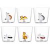 Ichendorf Set 6 bicchieri da acqua in vetro decorato Animali Animal Farm Tabby fantasia gatto