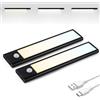 Brendz Luce per armadio con sensore di movimento, illuminazione per armadio, 2 x 20 cm, 3 temperature di colore, ricaricabile, dimmerabile, barra luminosa a LED senza fili, colore nero
