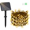 Dalugo Catena di luci a energia solare per esterni, 22M 200 LED Catena di luci a energia solare a luce bianca calda per esterni, resistente agli agenti atmosferici, 8 modalità di illuminazione, catena