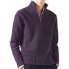 Generico Maglione inferiore semplice casual maschile Maglione a maniche lunghe con mezza zip in maglia di lana calda tinta unita Maglioni Invernali (Purple, XXXL)