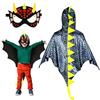 Landifor 2pz Costume da Mantello da Dinosauro Mantello Dinosauro Bambino Dinosauri per Bambini Mantello con Maschera Cosplay Drago Nero-per Bambini Festa Idea Regalo Carnevale Travestimento (Nero)