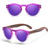 KCOWYIOP Occhiali da Sole in Legno Polarizzati per Donna Lenti Specchiate Vintage Retrò Cornice in Legno S5092