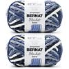 Bernat Blanket Extra Faded Blues Yarn - 2 confezioni da 300 g/10,5 oz - poliestere - 7 Jumbo - 80,4 m - per maglia/uncinetto