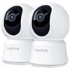 LAXIHUB 2K Telecamera WiFi Interno, PTZ 355° Telecamera Sorveglianza Interno, Telecamera Cani con Visione Notturna, Rilevamento di Umano/Movimento, Audio Bidirezionale, Compatibile con Alexa, 2PCS
