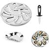 TINGWEN 3 Pezzi Piatto per Ostriche Acciaio Inox Piatto durevole ostriche Vassoio a forma di guscio di ostriche Con 8 scomparti,coltello per ostriche Per ostriche e crostacei Frutti di mare,Salsa
