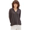 TOM TAILOR Polo in Mix di Materiali, 32251-Dark Mineral Grey, XL Donna