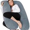 Chilling Home Cuscino Gravidanza, Cuscino per Chi Dorme Sul Fianco a Forma di U con Fodera, Cuscino a U,Cuscino per L'allattamento, Cuscino di Posizionamento Grande per donne,Nero