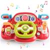 Forroby Volante Giocattolo per Bambini, Auto Simulatore Guida Multifunzionale con Luci e Musica Inglese, Giochi Interattivi per Bambini 2 Anni