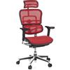 HJH Office 652120 Sedia Direzionale ergonomico ERGOHUMAN Poltrona Girevole da Ufficio con Supporto lombare, Seduta e Schienale in Rete Respirante, Rosso
