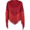 Flamifeel Scialle flamenco a pois rossi 145 x 90 cm, nero rosso, 140x90
