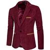 Beokeuioe Giacca da uomo con bottoni, casual, per il tempo libero, vestibilità comoda, giacca da uomo in velluto a coste, blazer, giacca con colletto alto, vestibilità regolare, B rosso., M