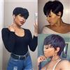 Fereowth Parrucca Donna Capelli Veri Umani Corti Pixie Cut Wigs Short Human Hair Wigs for Women Straight Boy Cut Ladies Wigs Nero Natural 1B