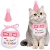Wisebom Compleanno Cane Sciarpe e Cappello da Festa, Compleanno Costume Pet Costumi Copricapo Accessori, Buon Compleanno Bandana Set di Compleanno per Cani (Rosa)