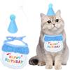 Wisebom Compleanno Cane Sciarpe e Cappello da Festa, Compleanno Costume Pet Costumi Copricapo Accessori, Buon Compleanno Bandana Set di Compleanno per Cani (Blu)