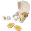 Janod Set di 4 Uova in Legno, Gioco di Imitazione Cucina e Cibo, 4 Diversi Sistemi di Apertura, Vernice ad Acqua, dai 3 Anni, J06593
