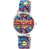 Excellanc Orologio da donna con cinturino in acciaio inox, Ø 36 mm, motivo colorato, stampa analogico, al quarzo, 1700060, Azzurro Giallo Rosa, cinghia