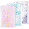 Zelten 3 pezzi A5 6 fori raccoglitore tasche plastica raccoglitore Zipper Folders impermeabile 6 fori Zipper Loose Leaf Bags Zip Lock Busta per documenti taccuini carte (Sequins Decorate Zip Pocket, A5)