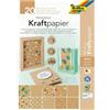 folia 48798 - Blocco di carta kraft Mix con 10 fogli di carta kraft da 120 g/mq e 10 fogli di cartone da 230 g/mq, DIN A4, tinta unita con motivo stampato, per bricolage e disegno