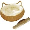 Rockible Cuccia per Gatti Estiva con Cuscino Rimovibile Bianco, Protezione per Mobili, Nido e Tiragraffi da Interni per Gatti e Cani, 38x13 cm