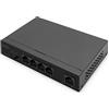 DIGITUS Switch di rete PoE Gigabit Ethernet a 5 porte - non gestito - 4x porte RJ45 PoE + 1x RJ45 Uplink - 60W PoE budget - modalità CCTV - 10/100/1000 Mbps - nero