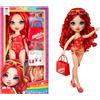 Rainbow High Swim & Style - Ruby (rosso) - Bambola da 28 cm con confezione scintillante e oltre 10 outfit - Costume da bagno rimovibile, sandali, accessori divertenti - Età 4-12 anni