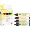 KREUL 49755 - Set di 4 penne per candele, giallo, rosso, blu, verde, 29 ml ciascuna, punta fine per pittura, colori con cera d'api per decorare e dipingere le candele
