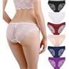 Zooma 4 Pezzi Donne Mutande Donna Sexy Panties Trasparenti Fiore Pizzo Cotone Intimo Slip Brief Culotte Traspirante Lingerie per Donne (M, 8406-6pcs)