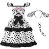 ReliBeauty Costume Dalmata Bambina Ragazza Vestito Carnevale Animali Abito Cane con Accessori