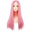 MapofBeauty 28 Pollice/70 cm Monochrom Lungo Lisci Parrucche Alto-temperatura fibra Ordinario Parrucche (Rosa carico)