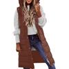 ACemt Giacche autunnali da donna cappotto invernale lungo gilet con cappuccio senza maniche caldo piumino con tasche trapuntate piumino giacca outdoor giacche calde, marrone, M