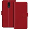 MILEGAO Custodia per LG Q7 Plus 5.5, in pelle PU, magnetica, con porta carte di credito e cavalletto, alla moda, colore: rosso