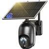 NUASI 4G LTE Telecamera Esterno con SIM e Pannello Solare, 2K 360° PTZ Telecamere Senza Fili con Batterie, Visione Notturna a Colori, Audio Bidirezionale, PIR Rilevamento, IP66