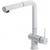 Elleci PRONTA CONSEGNA - SPEDIZIONE IMMEDIATA Elleci MKKSTP96 Miscelatore monocomando Cucina con canna girevole e doccetta estraibile Stream Plus finitura Keratek Bianco White 96