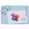 SOQKEEN Tappetino in Silicone per Pittura 40x60cm - Grande, Antiscivolo, Pieghevole con Vassoi Colore, Portapennelli e Bordo Antigoccia per Artigianato, Fai da Te, Blu