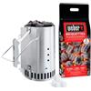 Weber Kit Ciminiera Accensione, 2kg Bricchetti, 6 Cubetti Accendifuoco