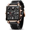 MEGIR ML2061G - Orologio da uomo analogico al quarzo, con cinturino in pelle alla moda, stile militare, cronografo, luminoso, per sport e lavoro, Oro rosa, 41 mm, Orologio al quarzo, cronografo